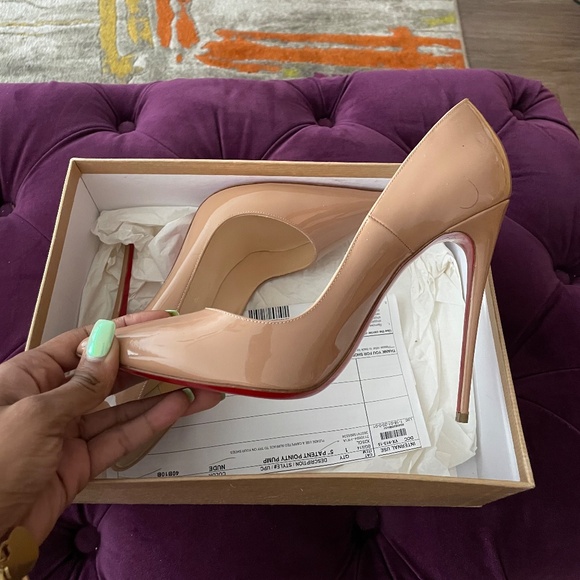Christian Louboutin Beige Patent Leather Heels - Picture 6 of 6